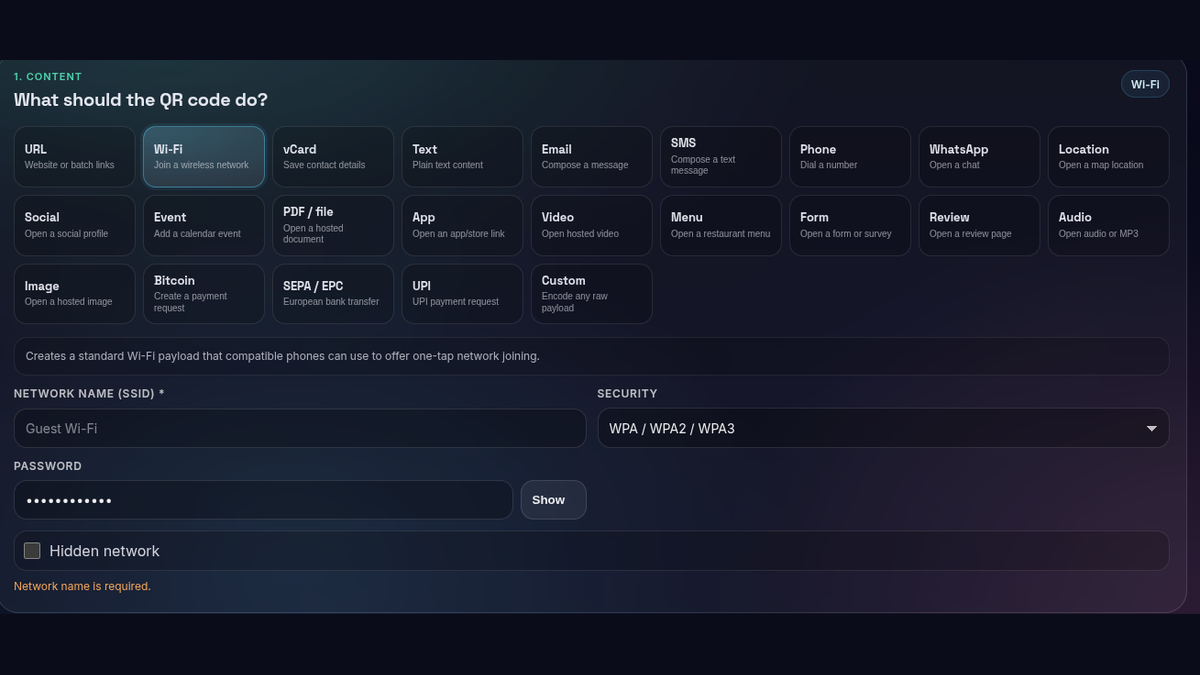 ALin Studios QR Code Generator interface